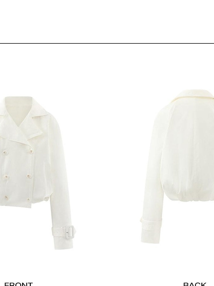 rovente Light Luxury Relaxed Button Stand Collar Long Sleeve Cotton Women Copped Jackets