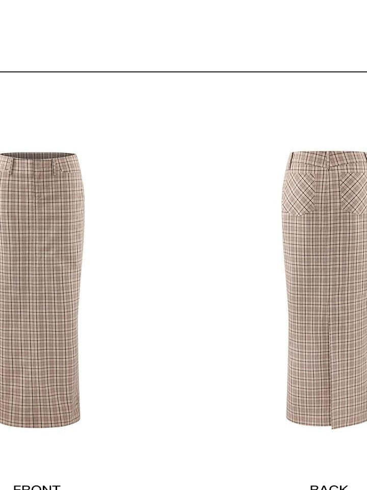 rovente Pure Cotton Mid Waist Straight Back Slit Zipper Casual Women Beige Maxi Skits