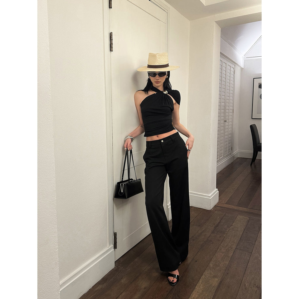 rovente_Low_Waist_Zip_Pockets_Minimalist_Casual_Women_Straight_Black_Staight_Pants_MISSTT