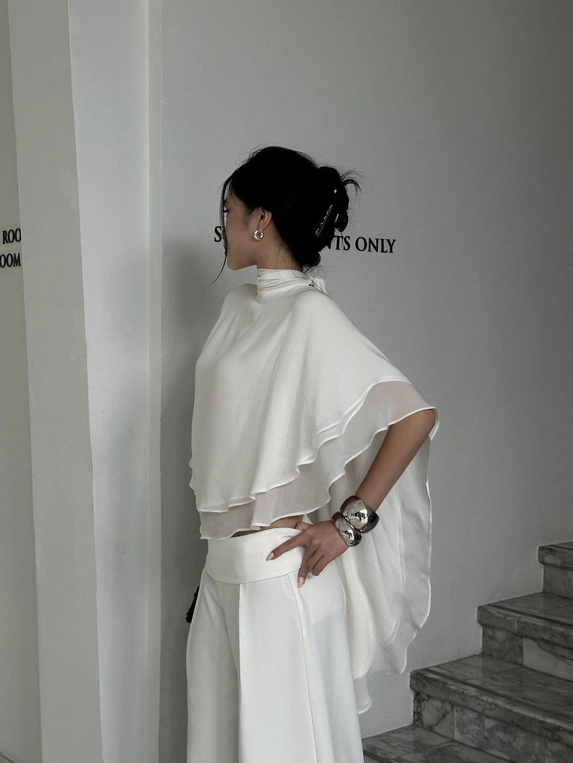 rovente Breathable Loose Ruffle Sleeve Women Lightweight Polyester Shot Sleeve T-Shits