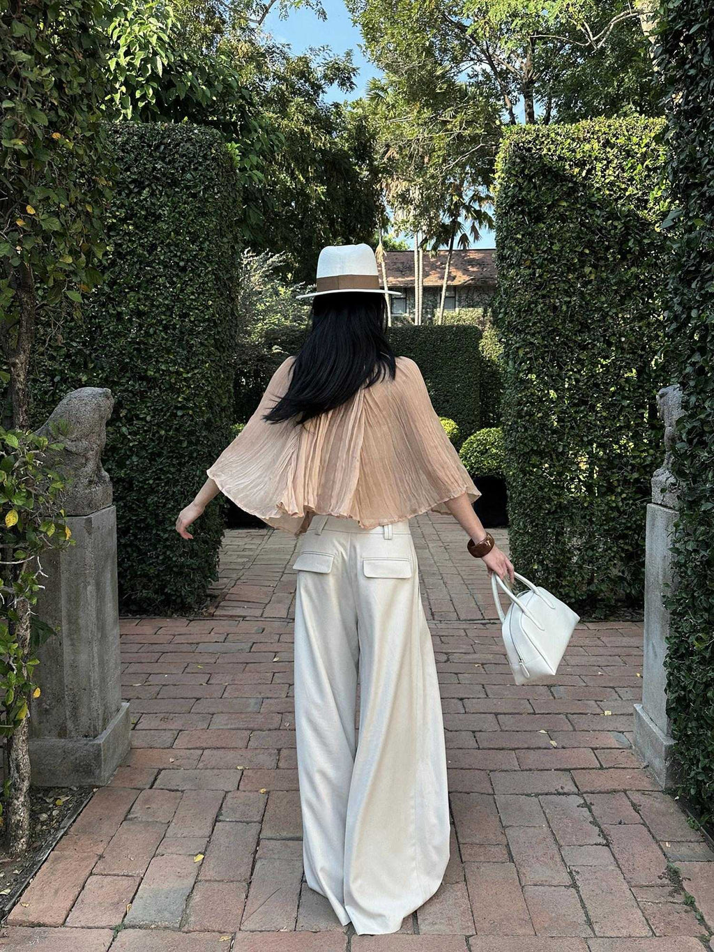 rovente Soft Stretch Beige Casual Simple Pockets Low Waist Woven Women Wide Leg Pants