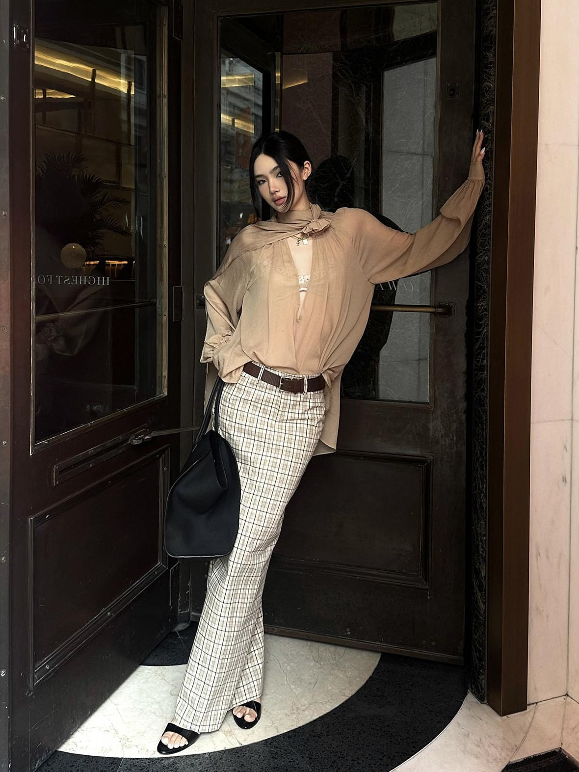 rovente Pure Cotton Mid Waist Straight Back Slit Zipper Casual Women Beige Maxi Skits