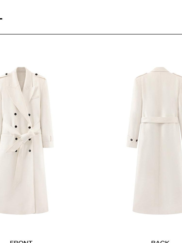 rovente Thick Double Breasted Oversized Long Blazer Lapel Commuter Women Wool Coats
