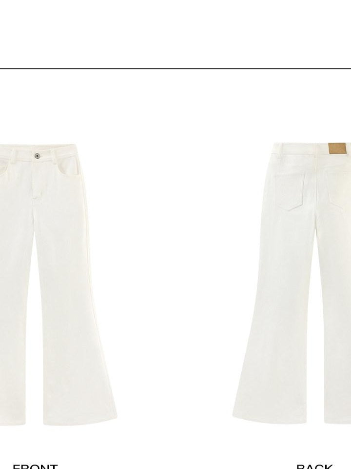 rovente Cotton Blend Slight Stretch Slim Flared Natural Waist Women Workwear Flaed Jeans