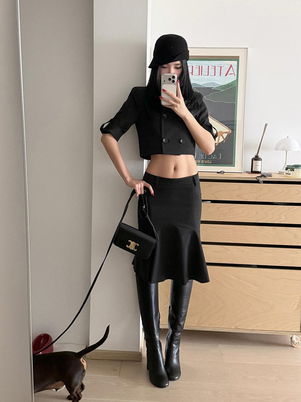 rovente Lined Asymmetric Low Waist Bodycon Zipper Women Daily Cotton Blend Midi Skits