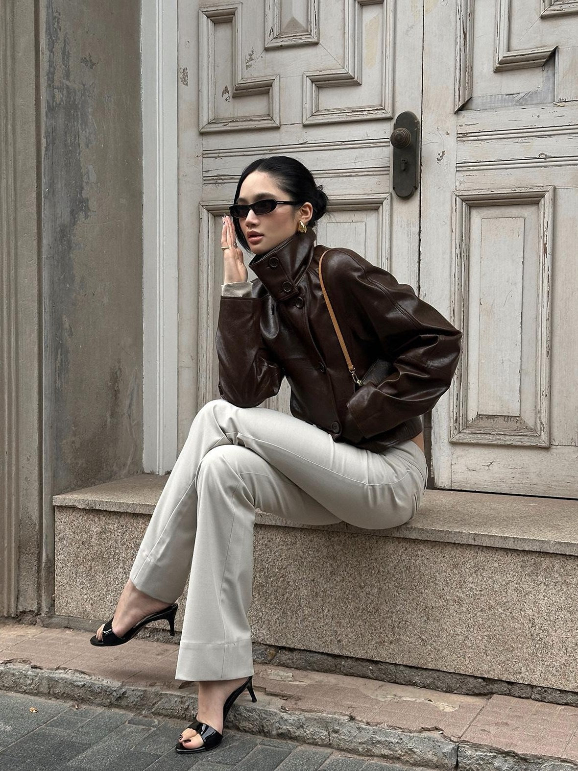 rovente Slim Low Rise Pockets Casual Straight Woven Women Daily Stone Staight Pants