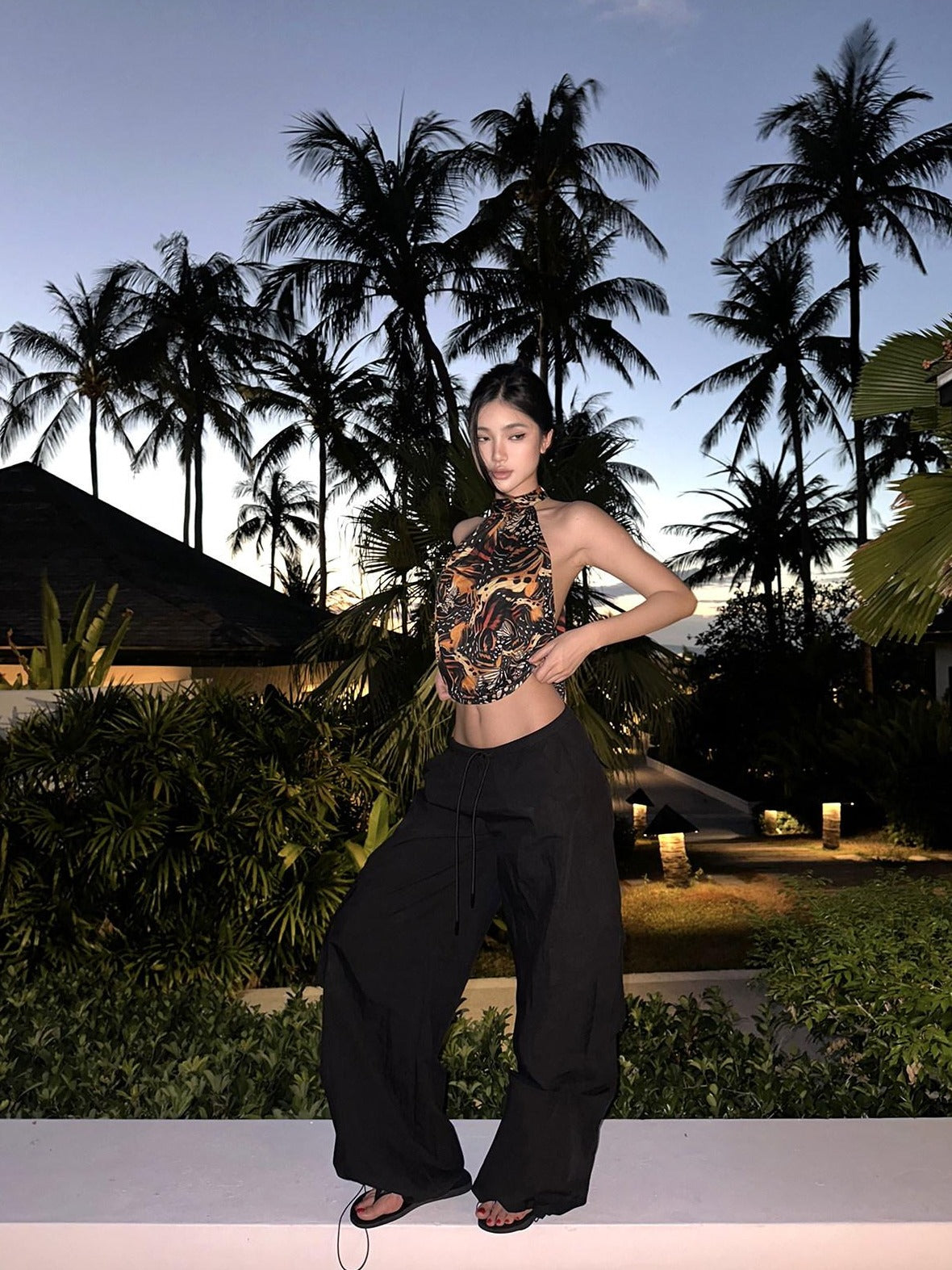 rovente Versatile Minimal Straight Leg Drawstring Pocket Black Cago Pants