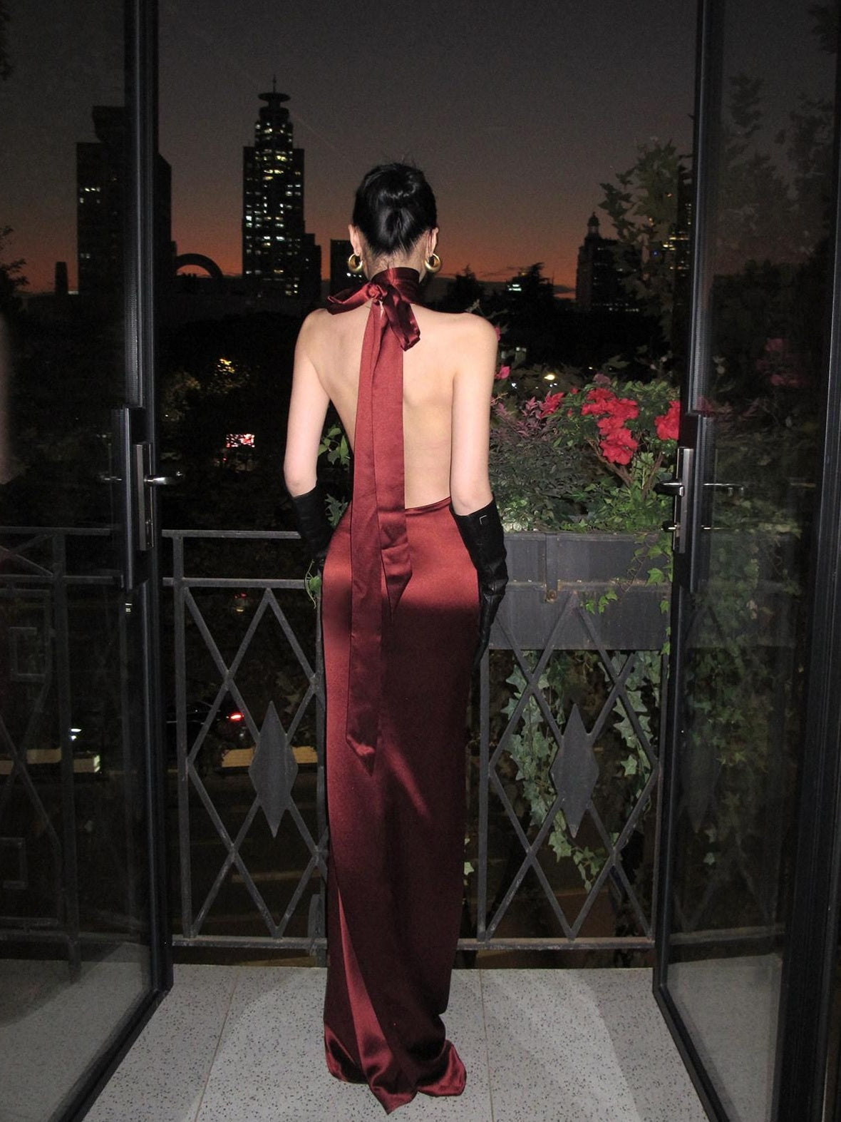 rovente Shimmer Sequin Halter Bodycon Sleeveless Women Evening Red Maxi Desses
