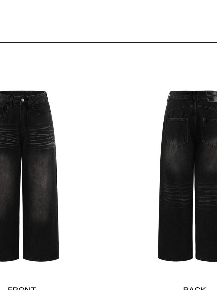 rovente 100 Percent Cotton Natural Waist Black Zipper Casual Loose Women Wide Leg Jeans