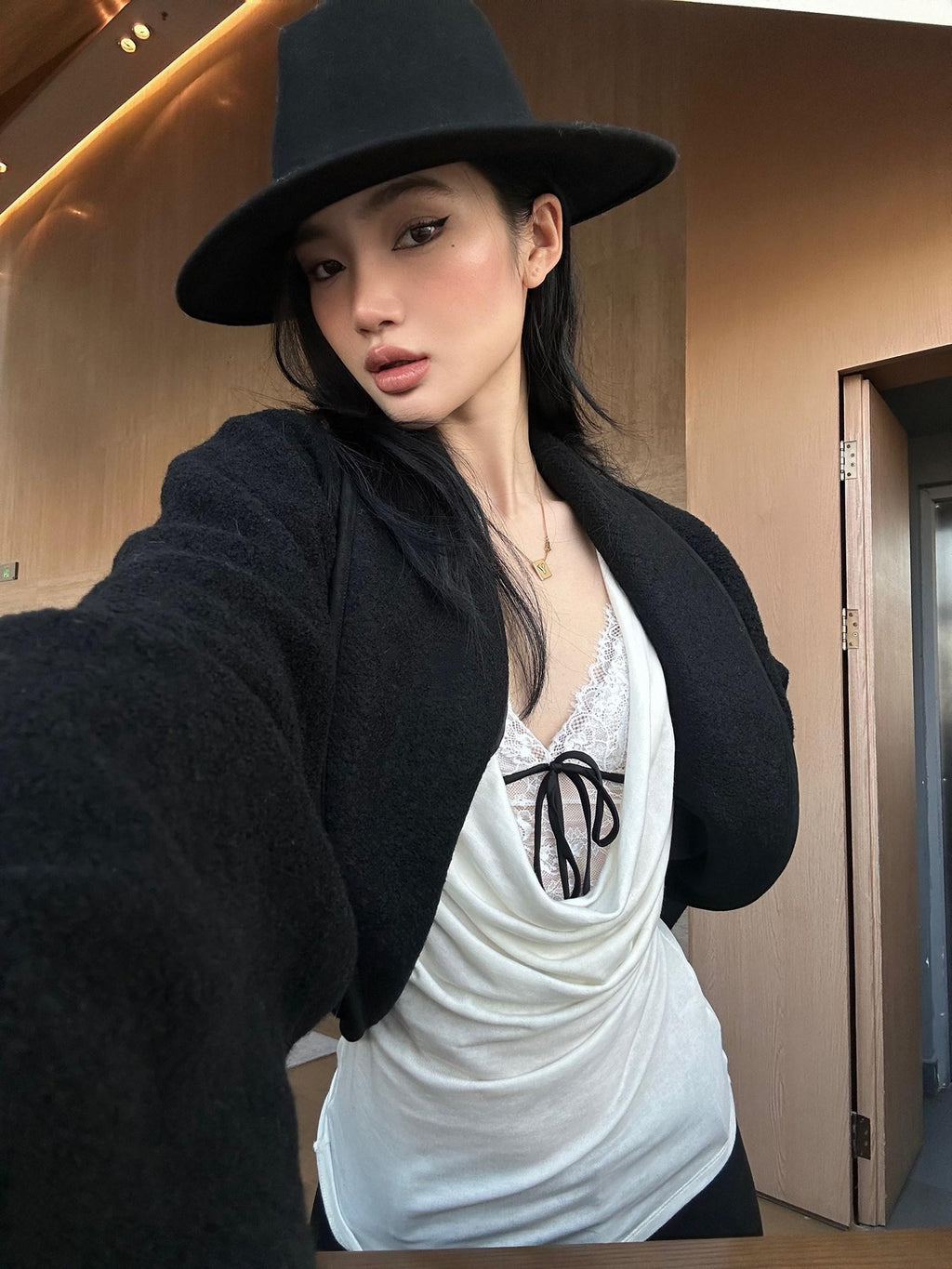 rovente test Lyocell Wool Blend Slim Waist Minimalist Pleated For Women Long Sleeve T-Shirts