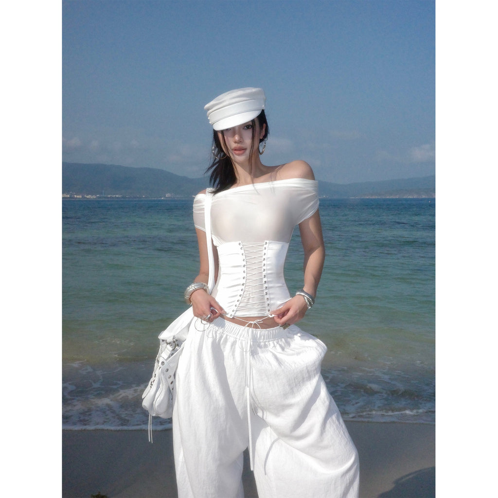 rovente_Sexy_Slim_Tie_Front_Cropped_White_Bardot_Top_Women_Travel_Off_Shoulde_Cop_Tops_MISSTT