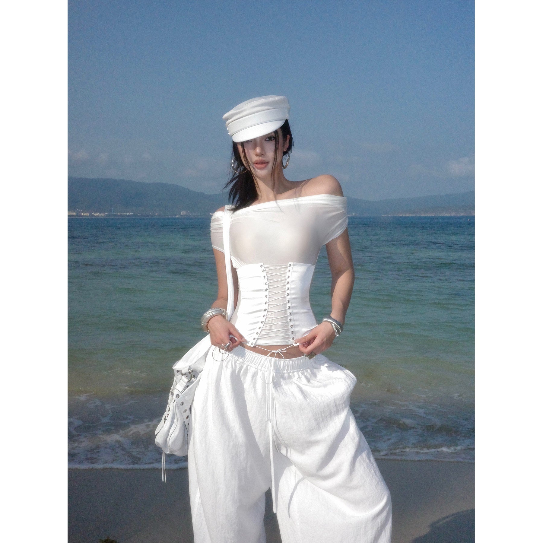 rovente_Sexy_Slim_Tie_Front_Cropped_White_Bardot_Top_Women_Travel_Off_Shoulde_Cop_Tops_MISSTT