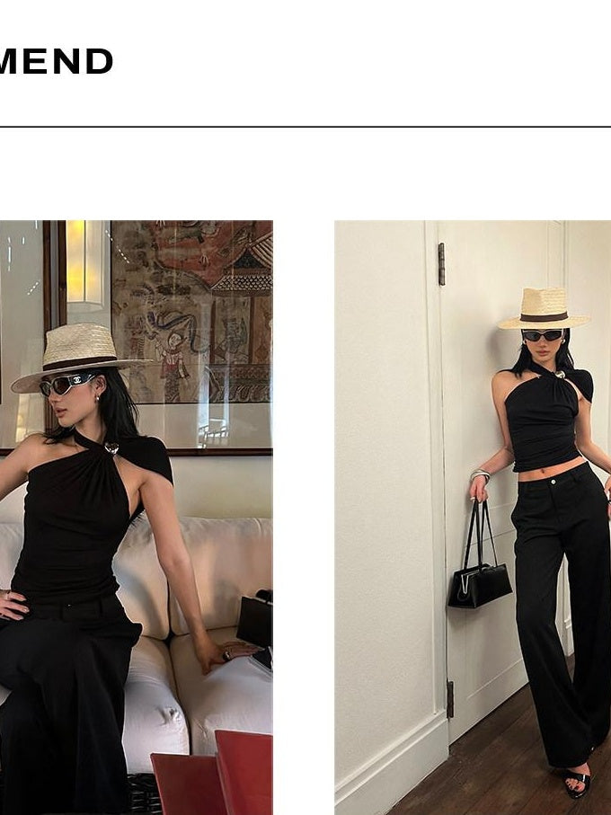 rovente Lyocell Breathable Stretch Elegant Slim 3D Detail Women Halte Cop Tops