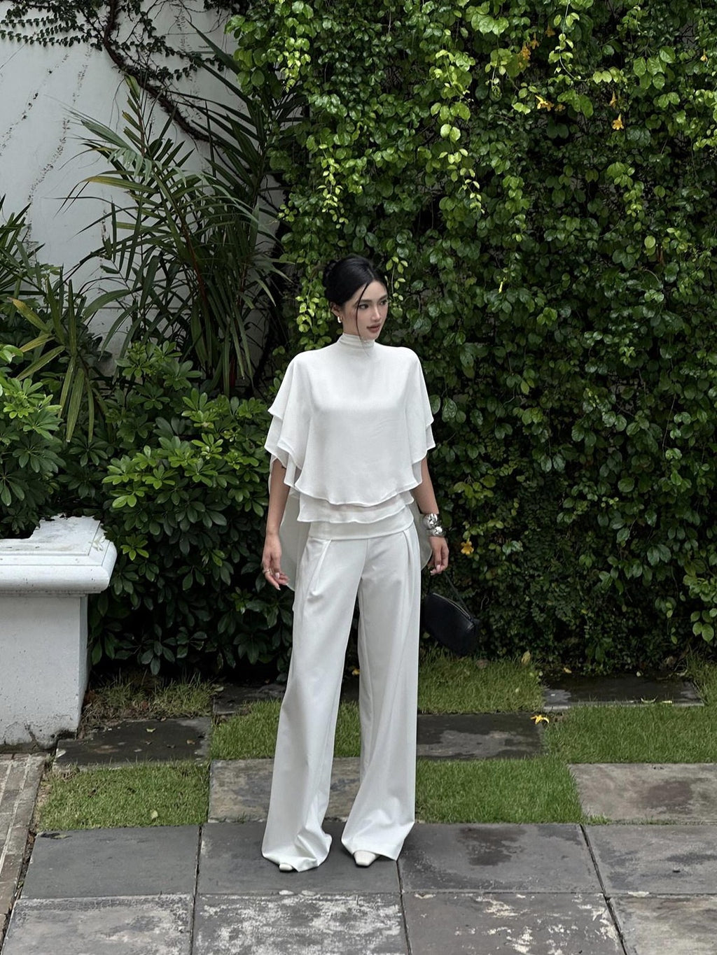rovente High Waist White Polyester Commuter Straight Fit Young Adult Staight Pants