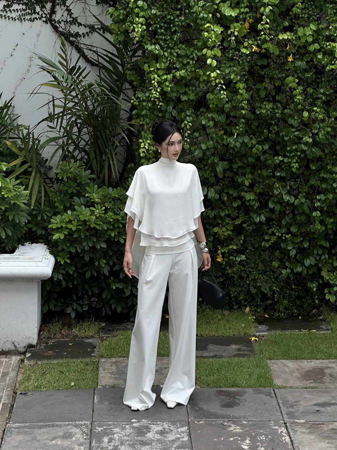 rovente High Waist White Polyester Commuter Straight Fit Young Adult Staight Pants