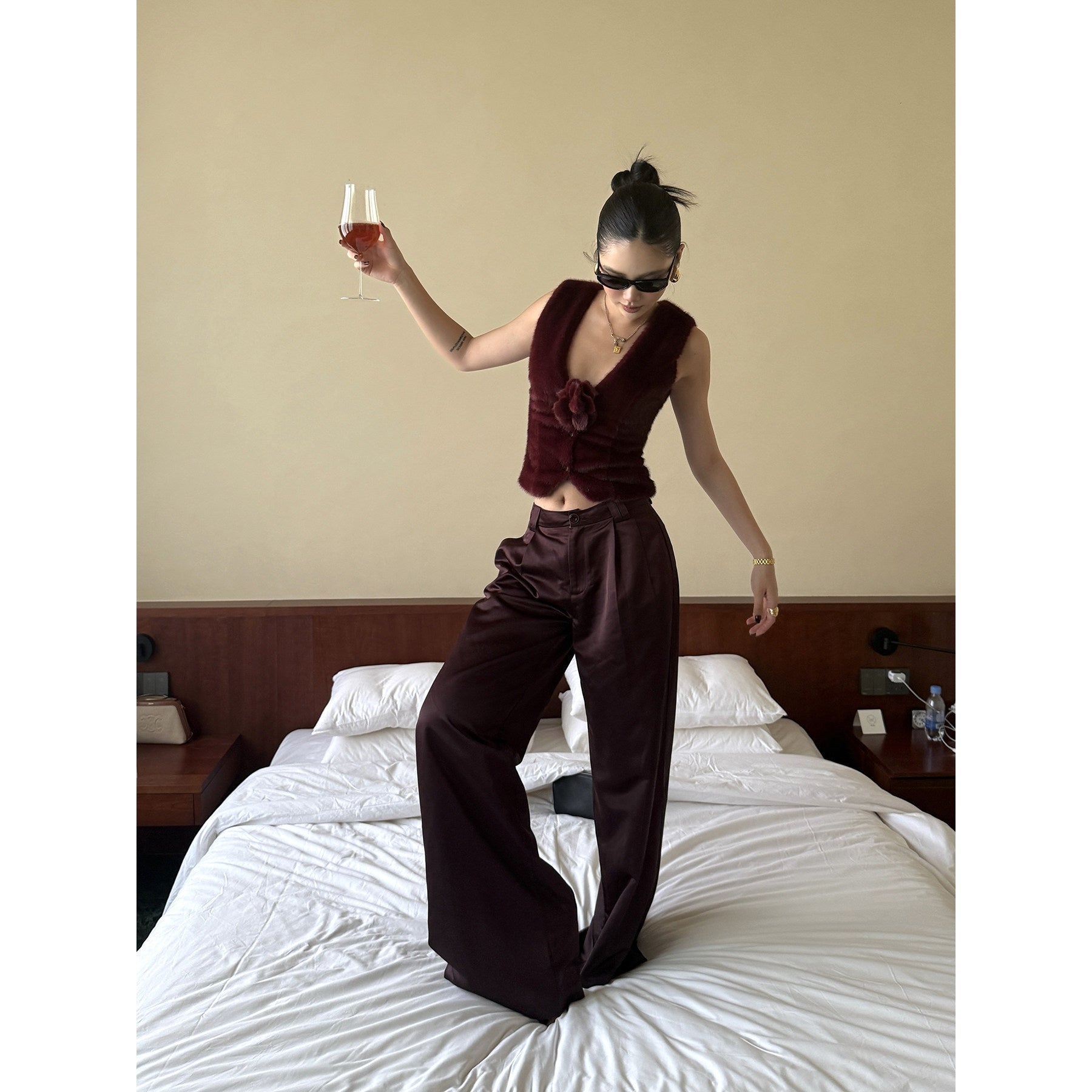 rovente_Zip_Fly_Casual_Office_Solid_Brown_Natural_Waist_Non_Stretch_Woven_Wide_Leg_Pants_MISSTT