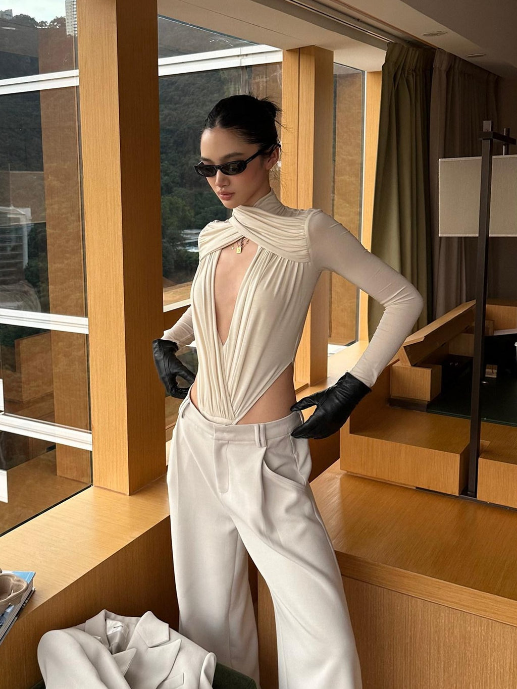 rovente Stretch Slim Fit Knit Casual Women Apricot Pullover Long Sleeve T-Shits