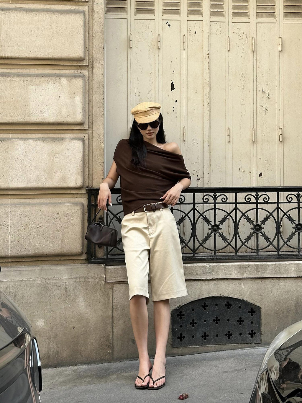 rovente Minimalist Straight Leg Natural Waist Khaki Women Wool Blend Mid-Length Shots