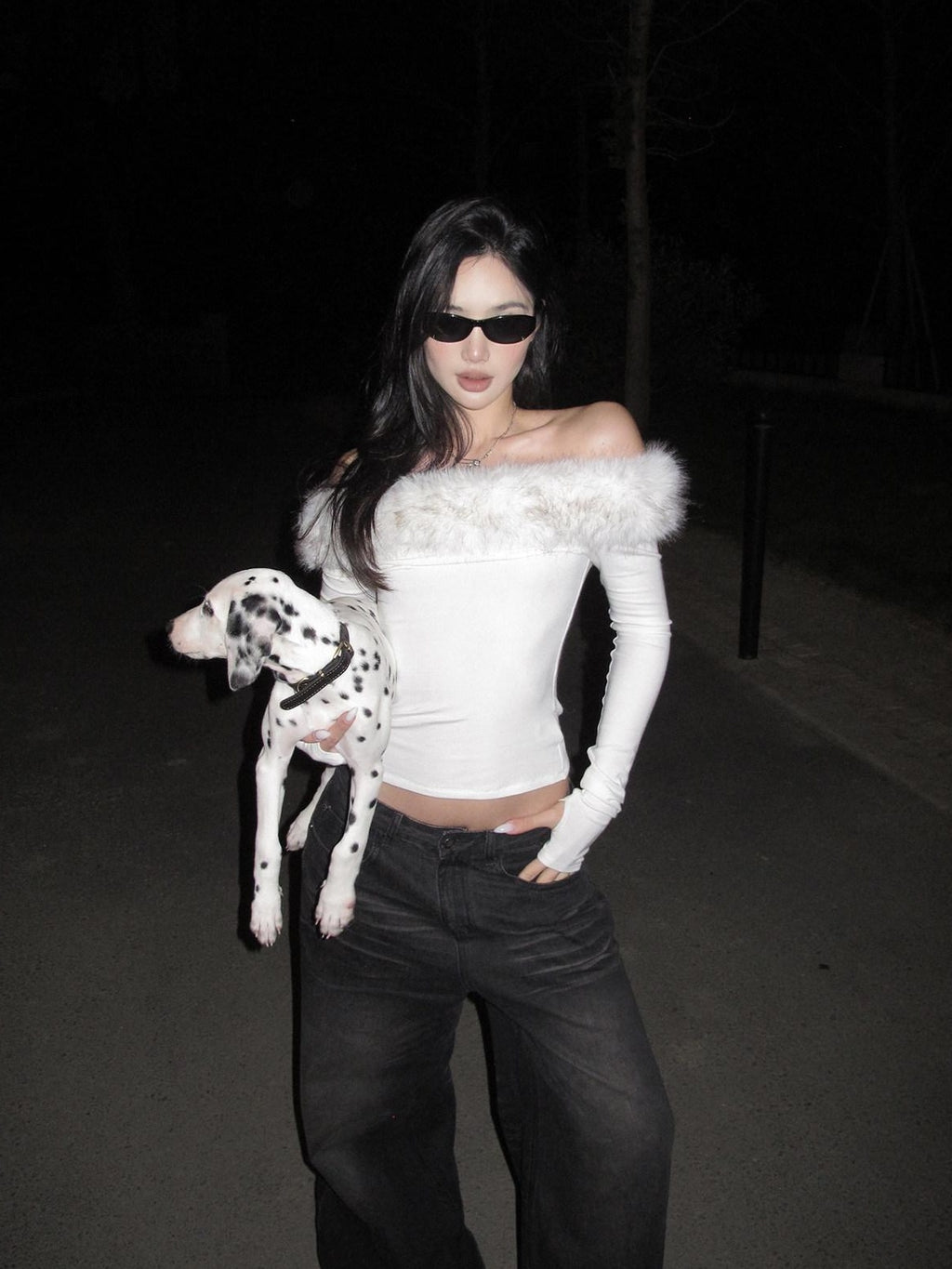 rovente Soft Stretch Knit Slim Fit Casual Long Sleeve White Women Off Shoulde Cop Tops