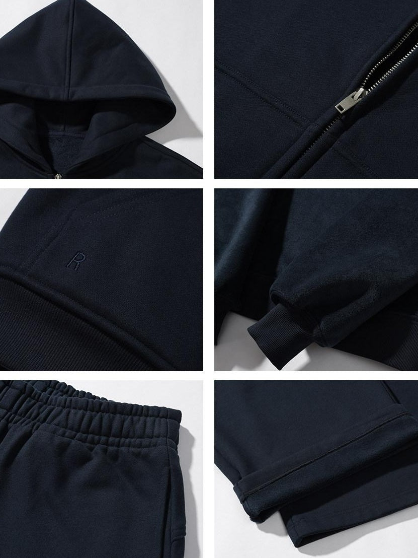 rovente Soft Blend Relaxed Zip Front Commuter Women Navy Long Sleeve Hoodie