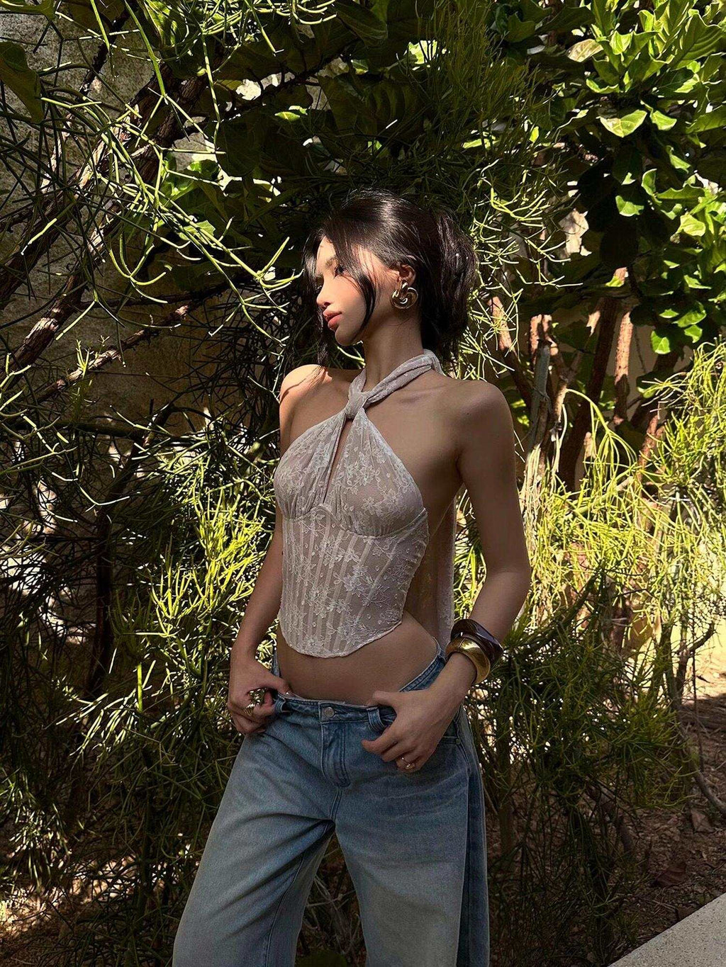 rovente Padded Slim Fit Stretch Everyday White Camisole Women Halte Cop Tops