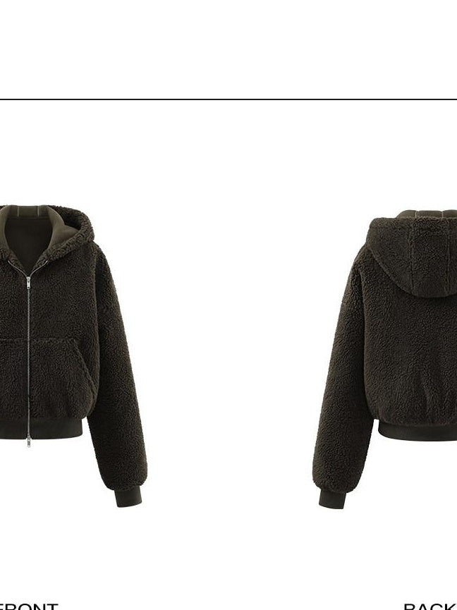 rovente Warm Polyester Hooded Zip Cropped Casual Women Green Diagonal Pocket Hoodie