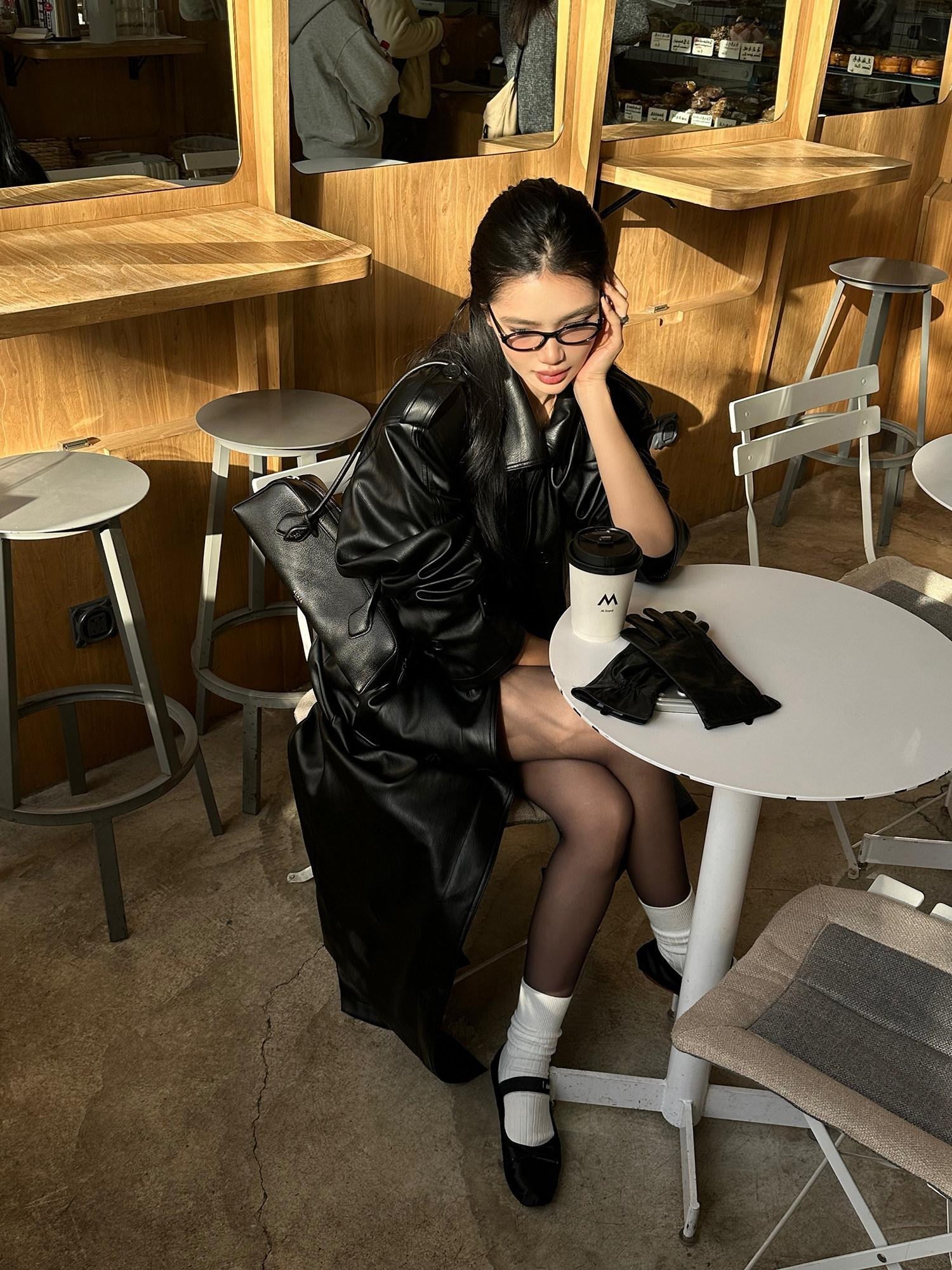 rovente Warm Pu Leather Long Straight Casual Stand Collar Youth Black Leathe Jackets
