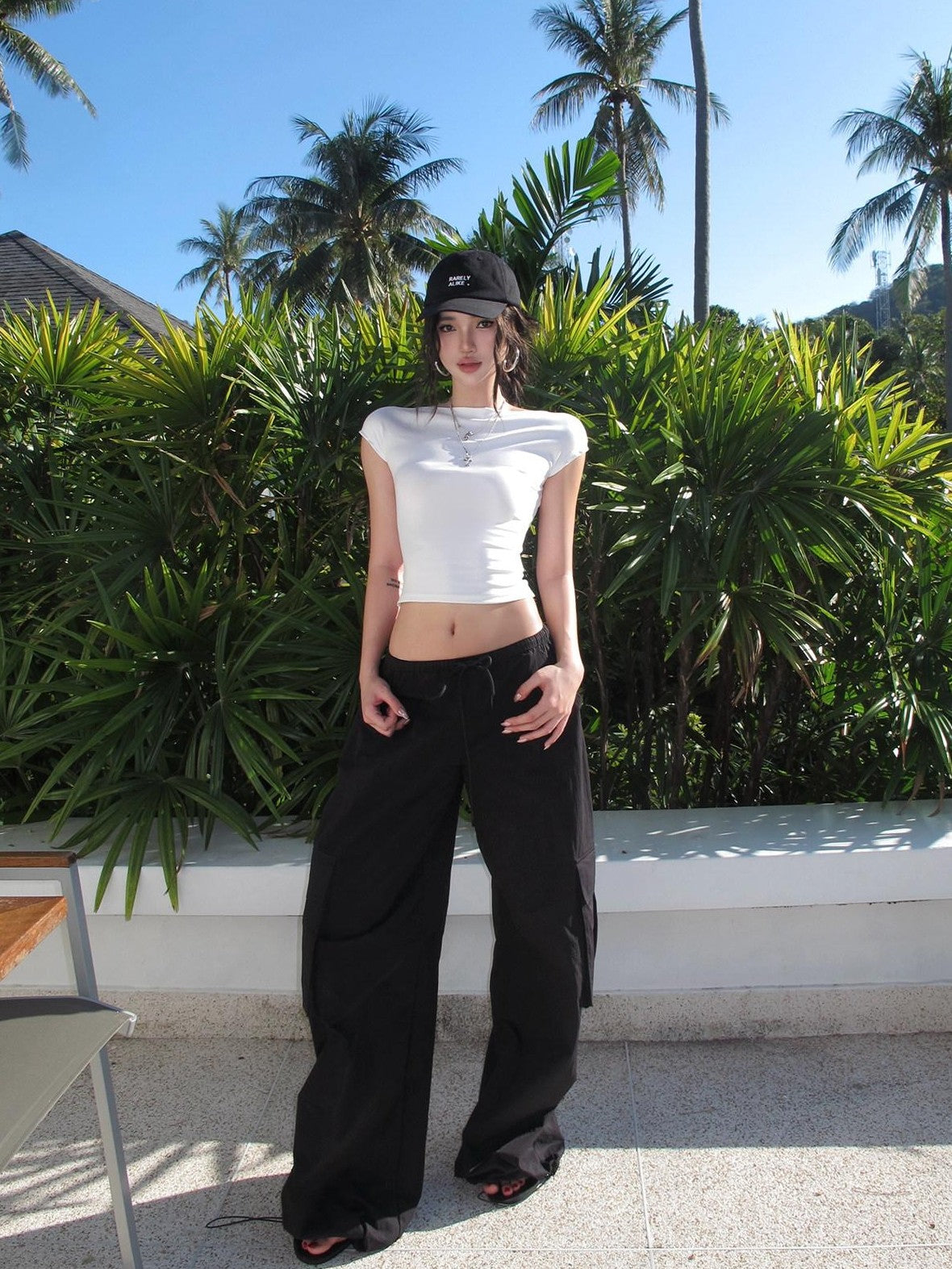 rovente Versatile Minimal Straight Leg Drawstring Pocket Black Cago Pants