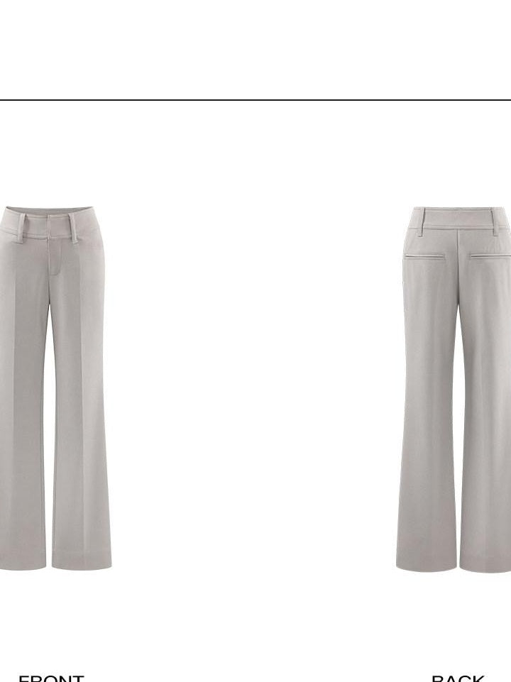 rovente Slim Low Rise Pockets Casual Straight Woven Women Daily Stone Staight Pants