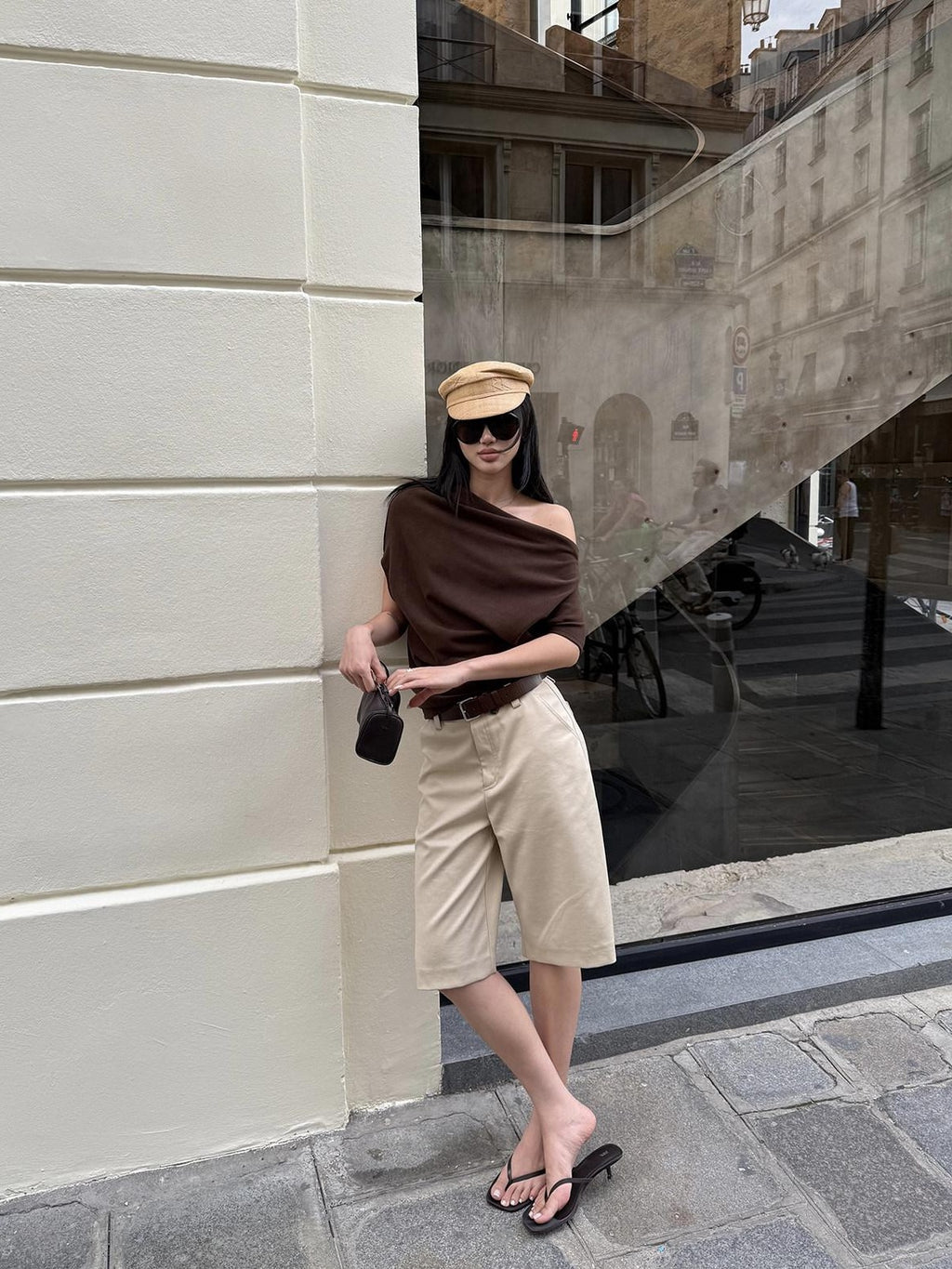 rovente Minimalist Straight Leg Natural Waist Khaki Women Wool Blend Mid-Length Shots