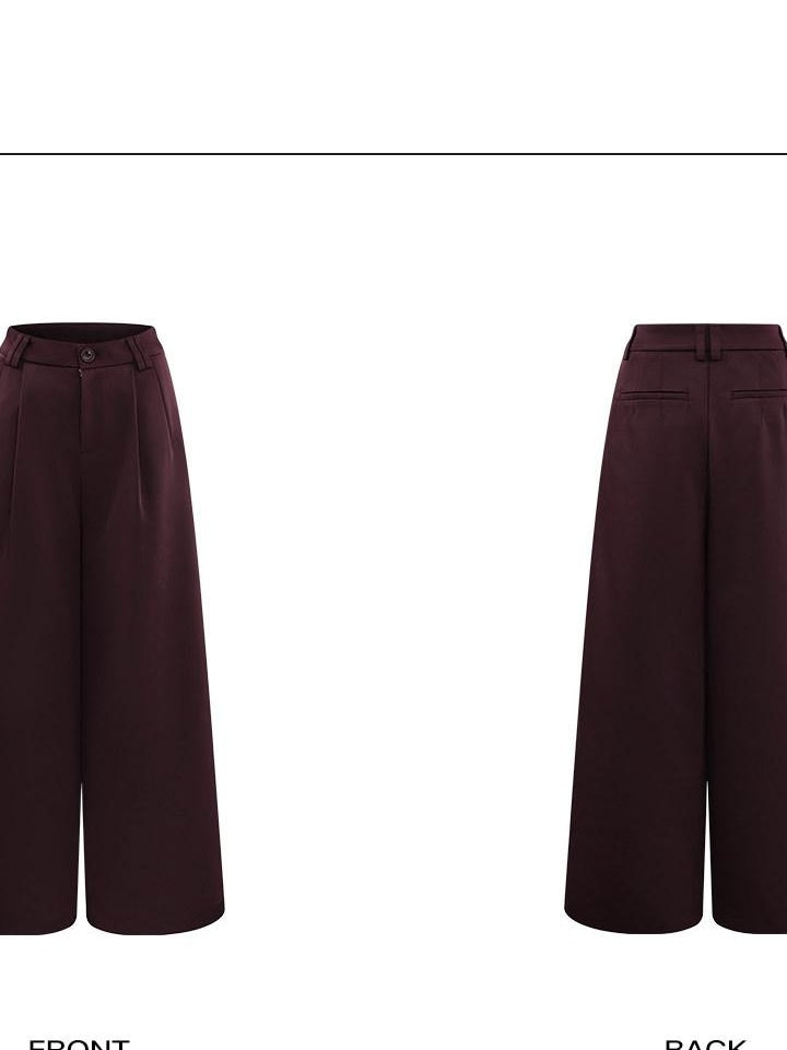 rovente Zip Fly Casual Office Solid Brown Natural Waist Non Stretch Woven Wide Leg Pants