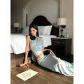 rovente_Polyester_V-neck_Zipper_Short_Sleeve_Solid_Blue_Skirt_2Pc_Top_&_Skit_Sets_MISSTT