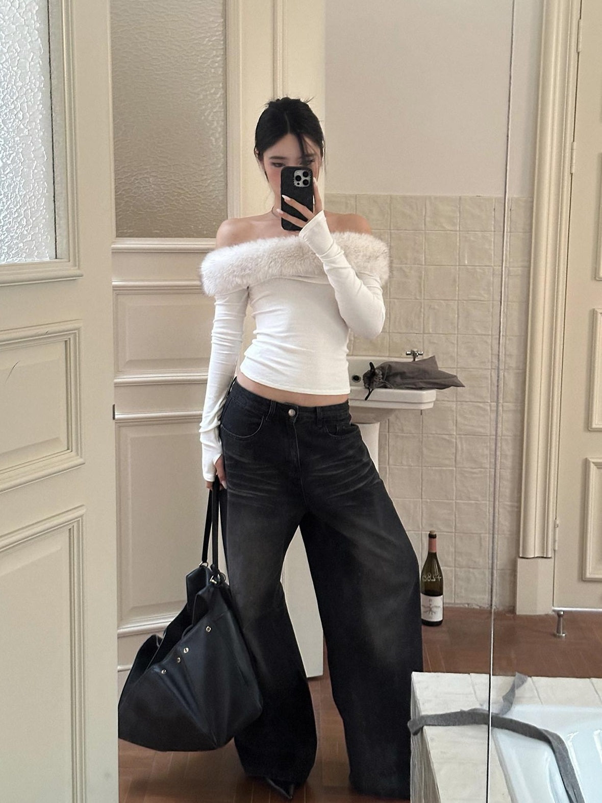 rovente Soft Stretch Knit Slim Fit Casual Long Sleeve White Women Off Shoulde Cop Tops