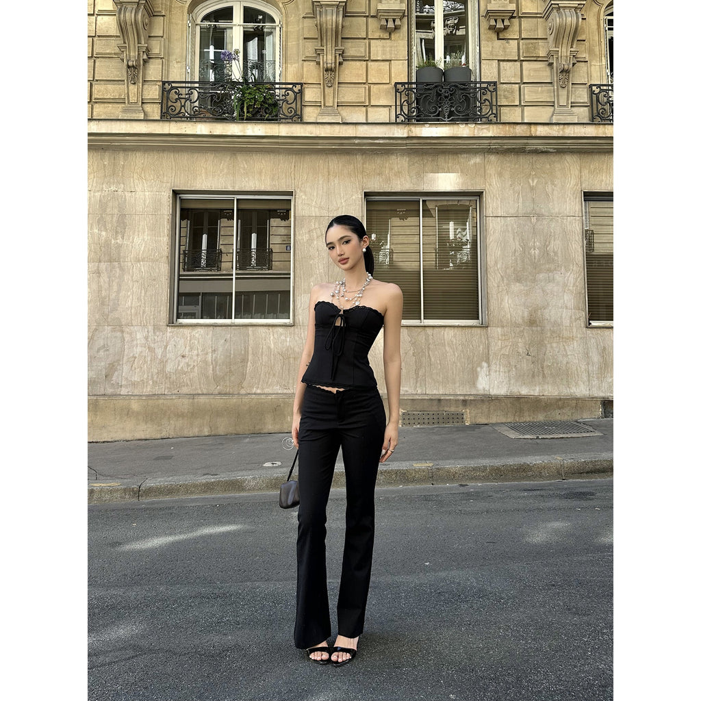 rovente_Minimalist_Office_Slim_Microflare_Natural_Waist_Zipper_Black_Staight_Pants_MISSTT