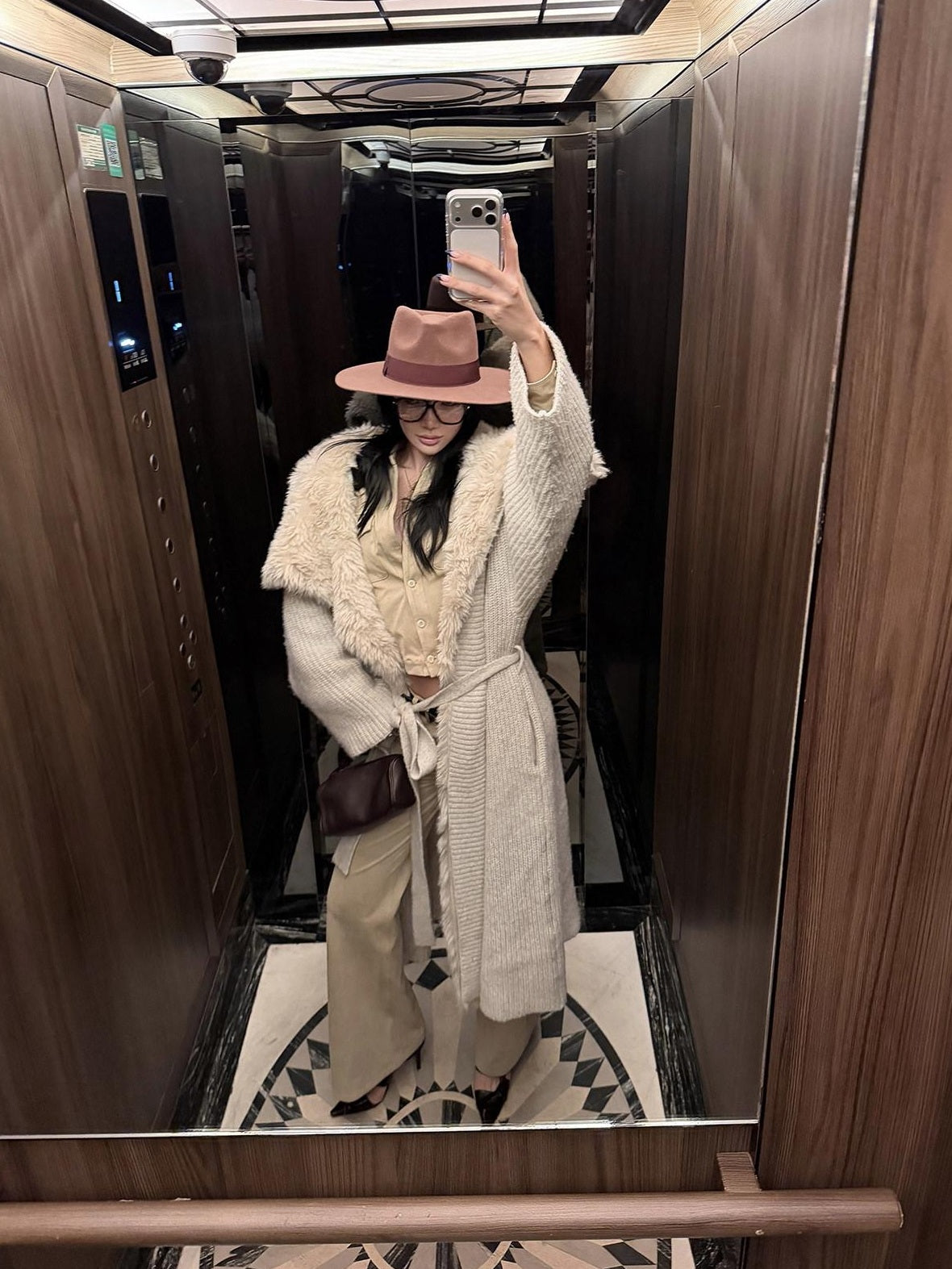 rovente Warm Wool Blend Longline Loose Tie Detail Women Open Front Knit Beige Cadigans
