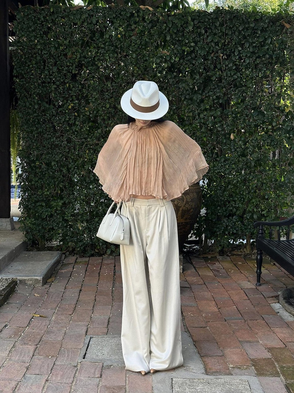 rovente Soft Stretch Beige Casual Simple Pockets Low Waist Woven Women Wide Leg Pants