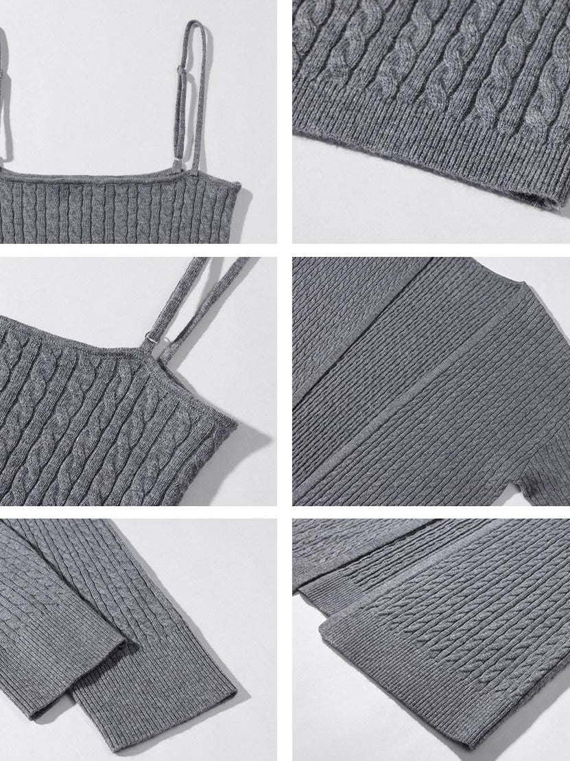 rovente Soft Wool Blend Minimalist Loose Longline Women Gray Knit Buttonless Cadigans