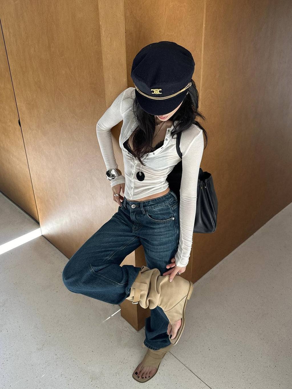rovente 100 Percent Cotton Casual Loose Natural Waist Zip Fly Blue Staight Leg Jeans