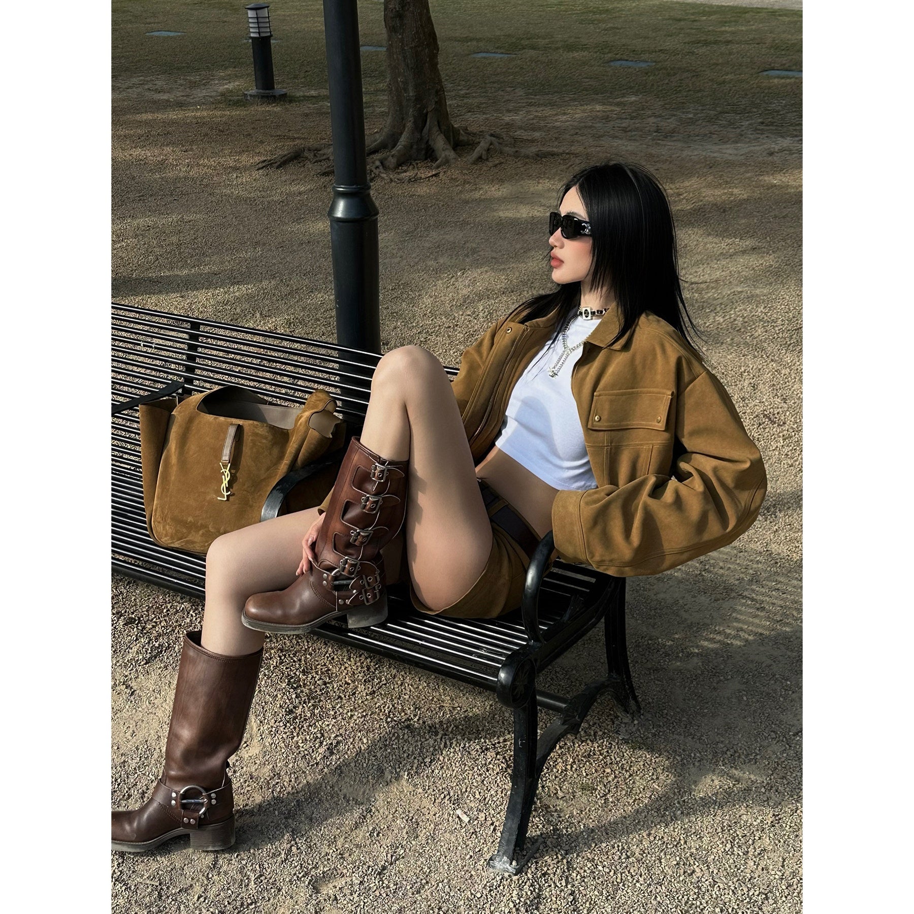 rovente_Viscose_Blend_Relaxed_Fit_Polo_Collar_Solid_Brown_Women_Commuter_Copped_Jackets_MISSTT