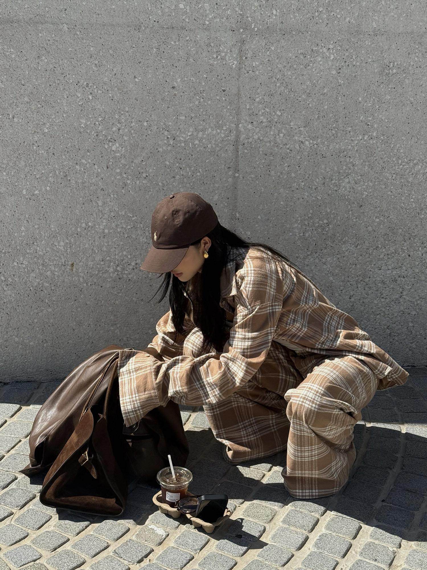 rovente 100 Percent Cotton Loose Plaid Button Long Sleeve Casual Women Top & Pants Sets
