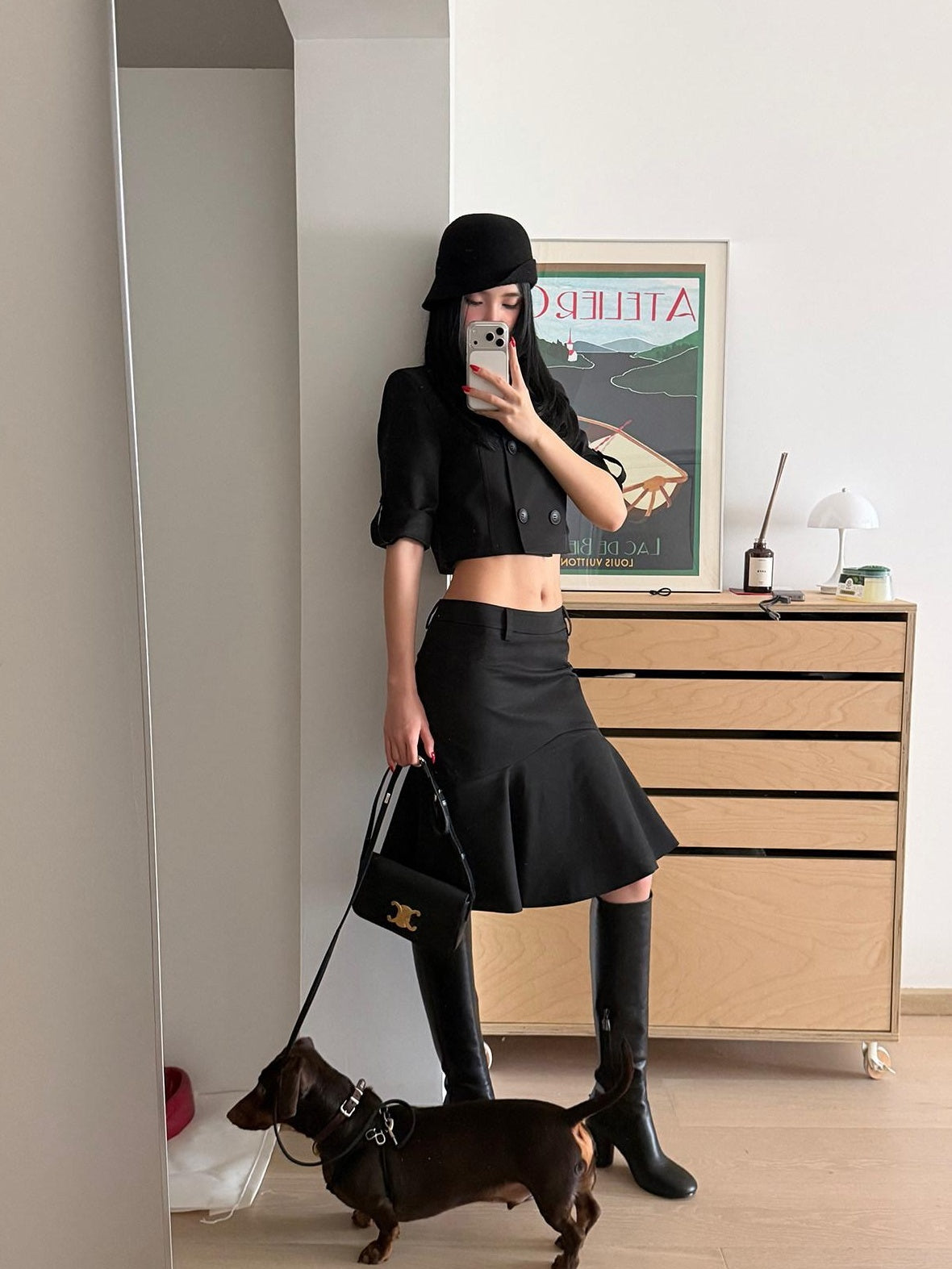 rovente Lined Asymmetric Low Waist Bodycon Zipper Women Daily Cotton Blend Midi Skits