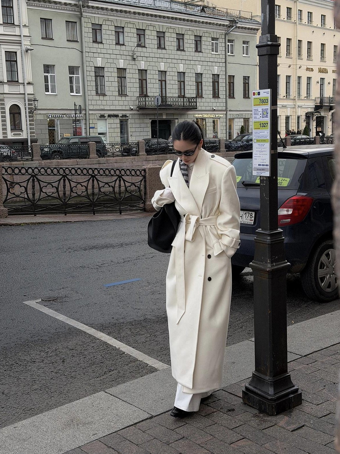 rovente Thick Double Breasted Oversized Long Blazer Lapel Commuter Women Wool Coats
