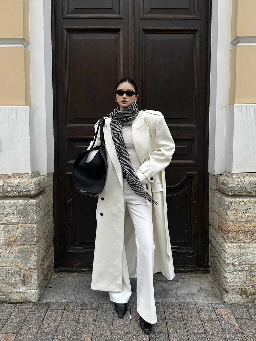 rovente Thick Double Breasted Oversized Long Blazer Lapel Commuter Women Wool Coats