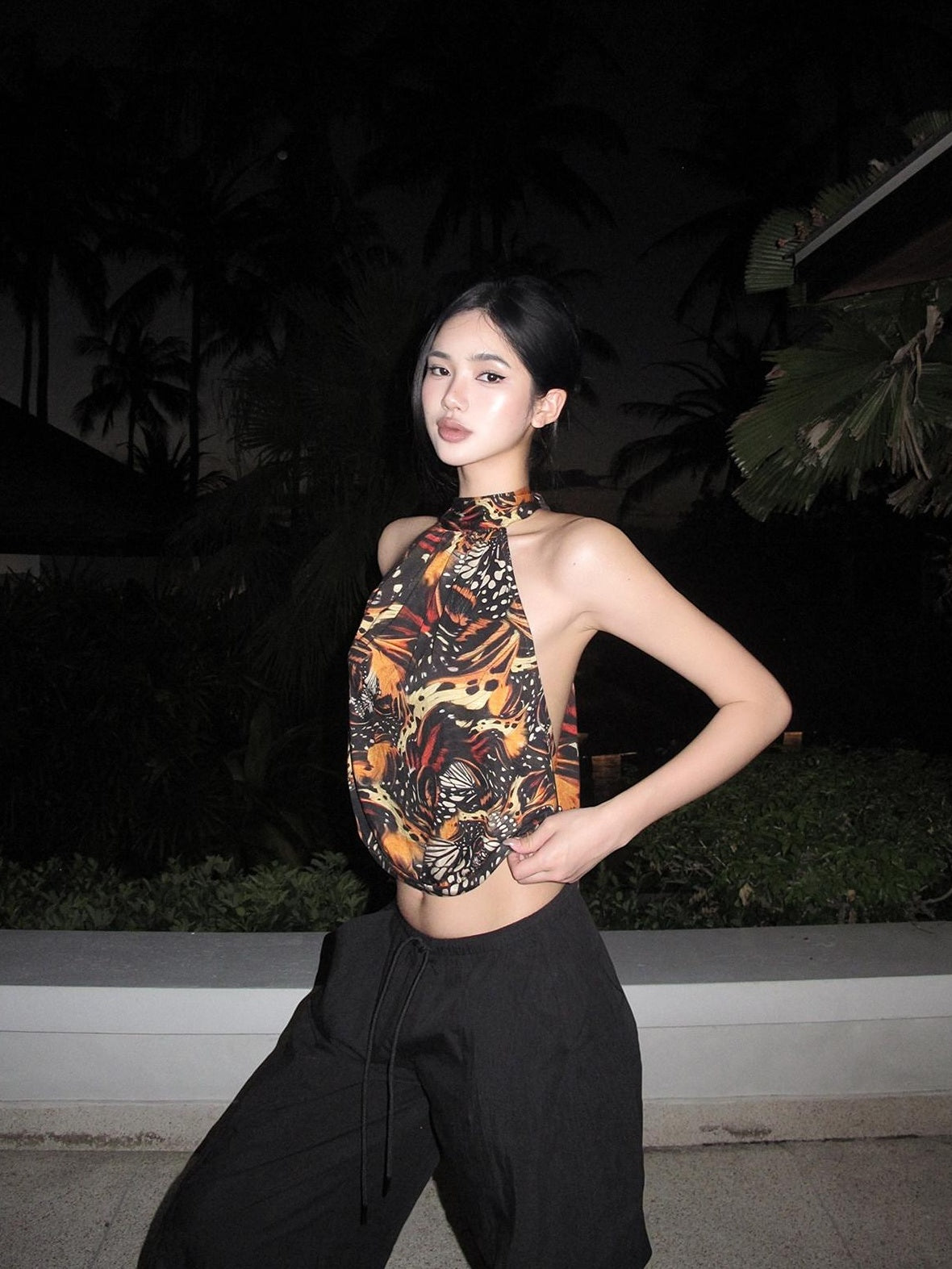 rovente Breathable Slim Fit Halter Neck Women Printed Tank Top Halte Cop Tops