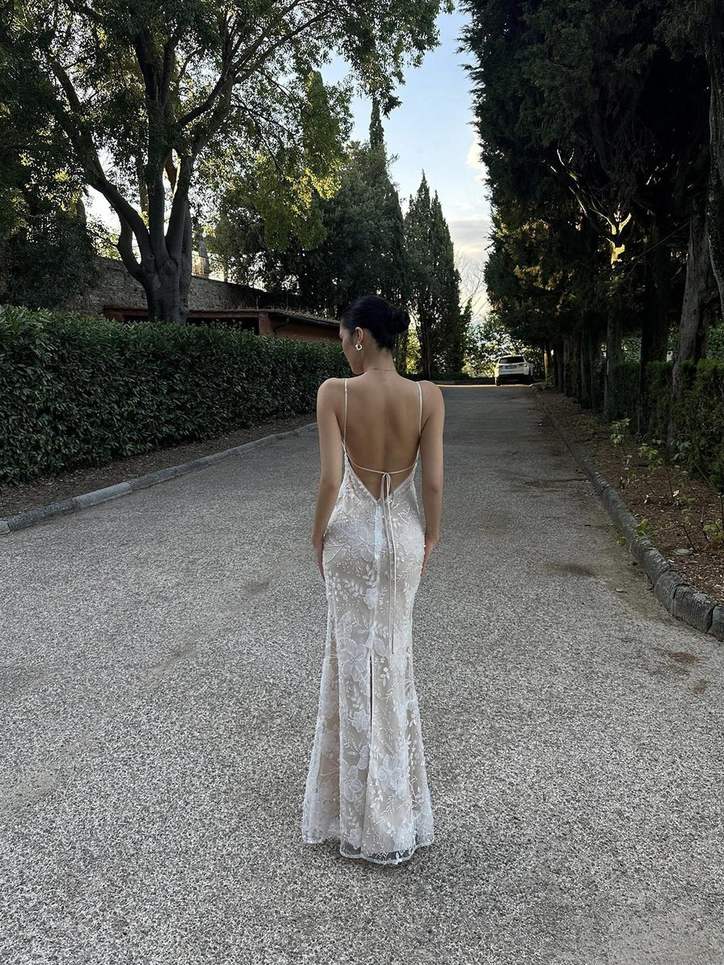 rovente Elegant High Waist Mermaid Spaghetti Strap Back Zipper Vacation Maxi Desses