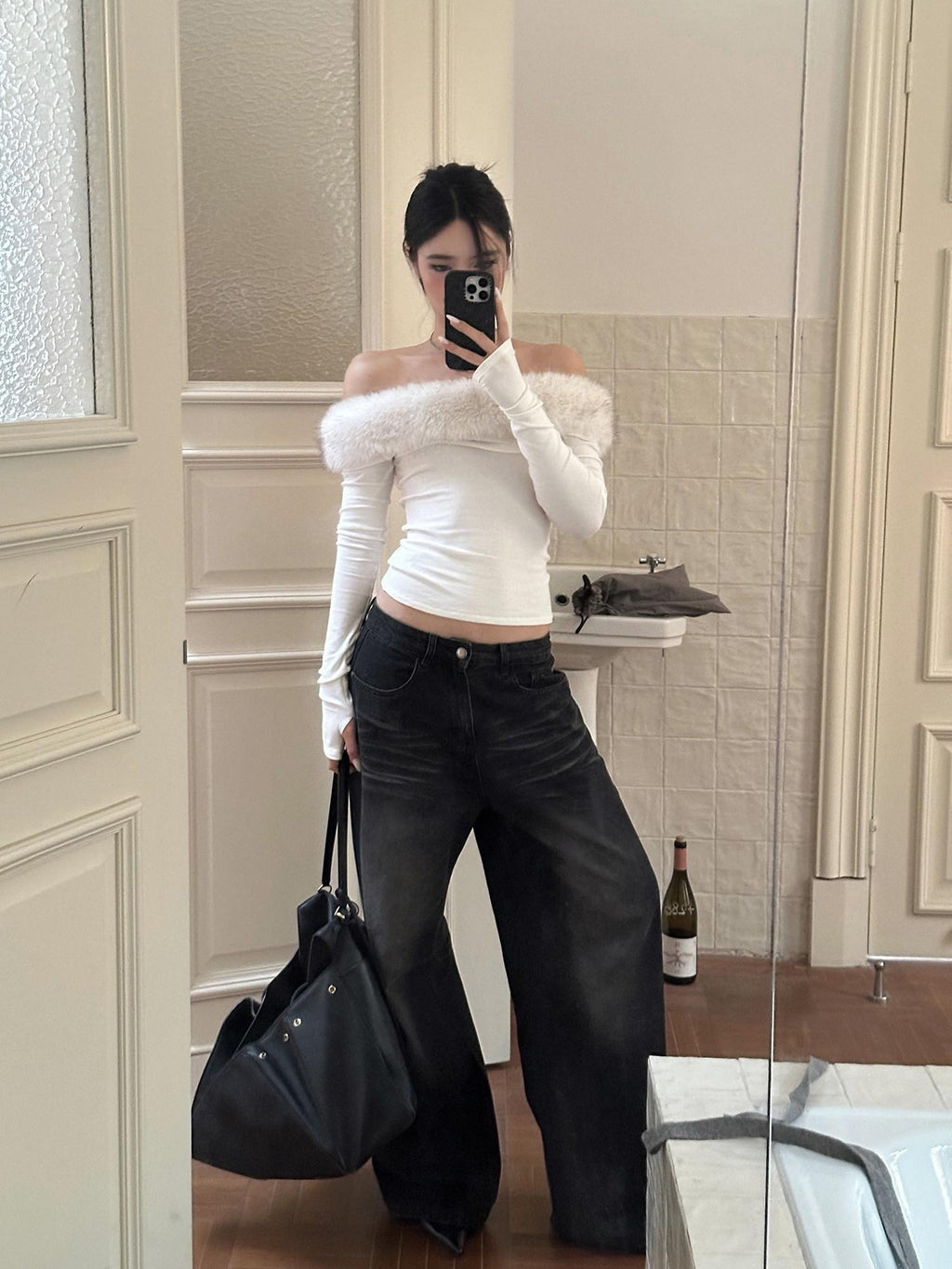 rovente Soft Stretch Knit Slim Fit Casual Long Sleeve White Women Off Shoulde Cop Tops