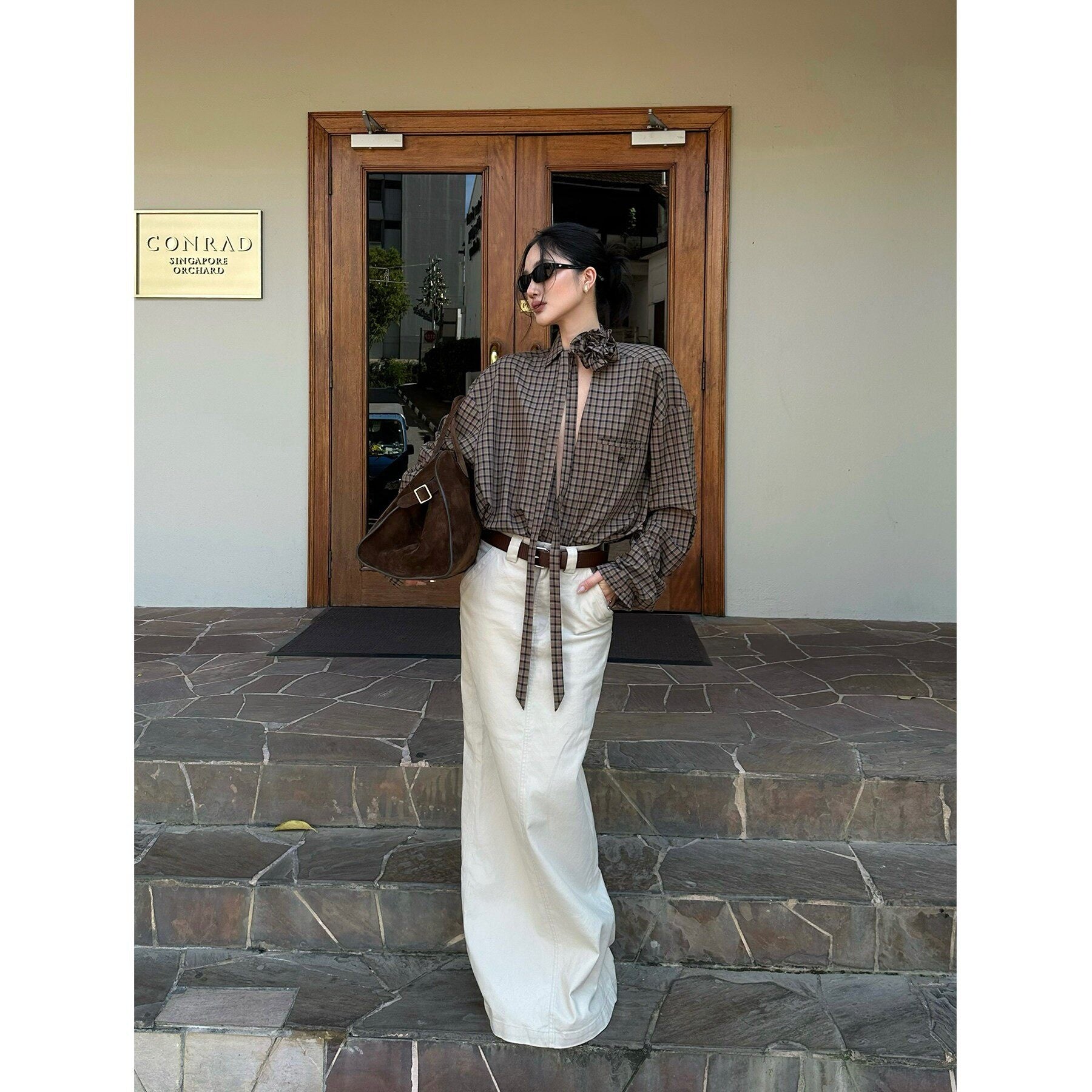 rovente_100_Percent_Cotton_Mid_Waist_Straight_Side_Slit_Commuter_Women_Khaki_Maxi_Skits_MISSTT