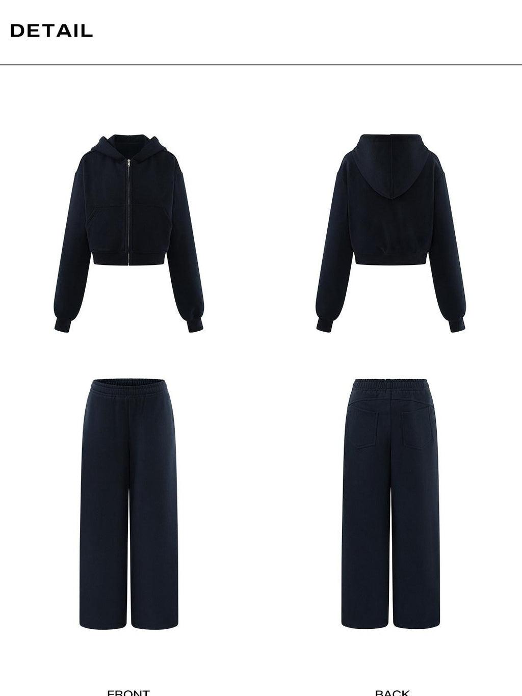 rovente Soft Blend Relaxed Zip Front Commuter Women Navy Long Sleeve Hoodie