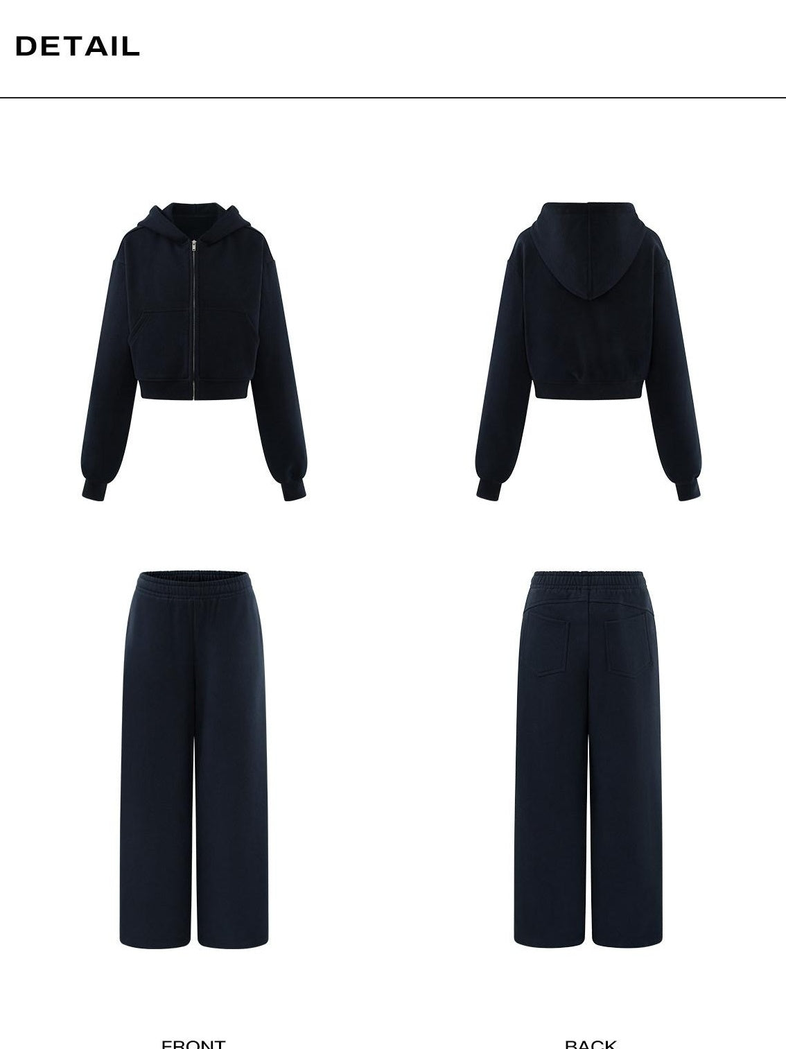 rovente Soft Blend Relaxed Zip Front Commuter Women Navy Long Sleeve Hoodie