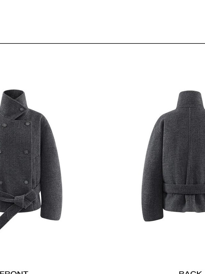 rovente Warm Thick Stand Collar Loose Korean Pocket Women Dark Gray Wool Coats